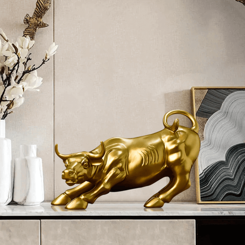 Escultura Touro de Wall Street Dourado - Tazzi
