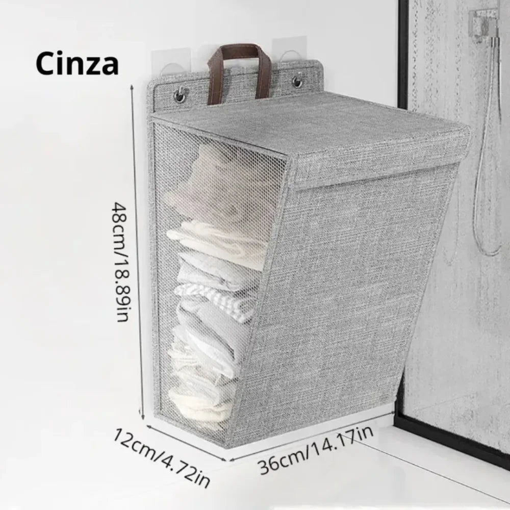 Cesto Organizador De Roupa Dobrável - Tazzi Cinza